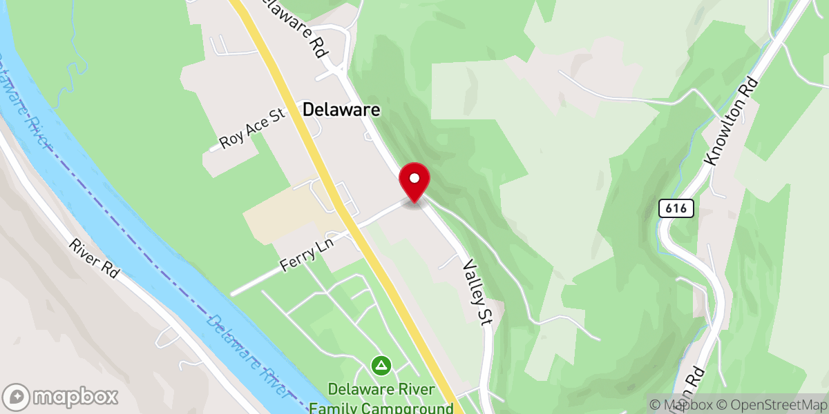 Map showing location of Delaware Presbyterian Church