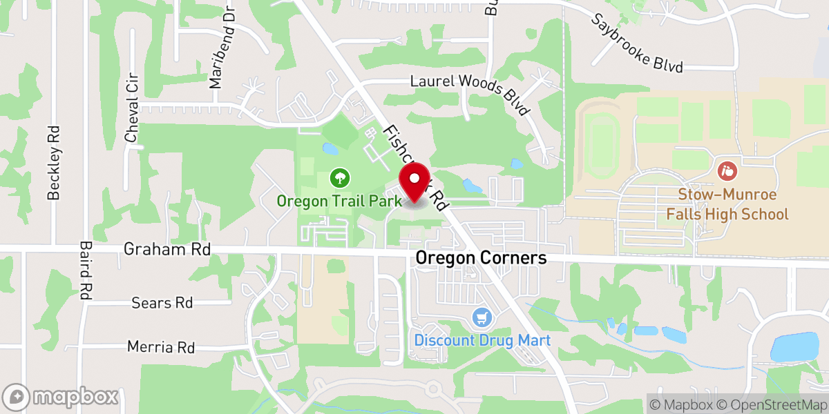 Map showing location of Stow Presbyterian Church