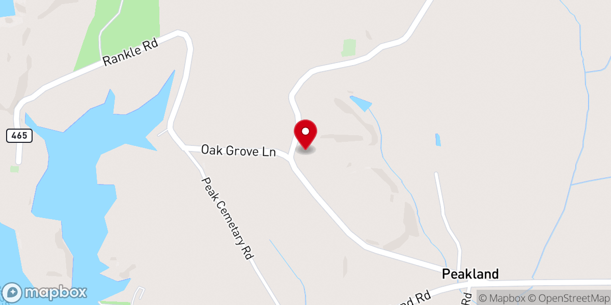 Map showing location of Oak Grove Church