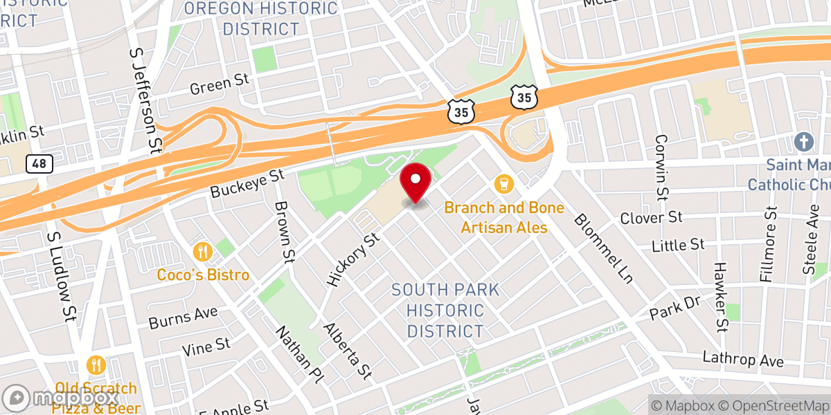 Map showing location of Hope Lutheran Church
