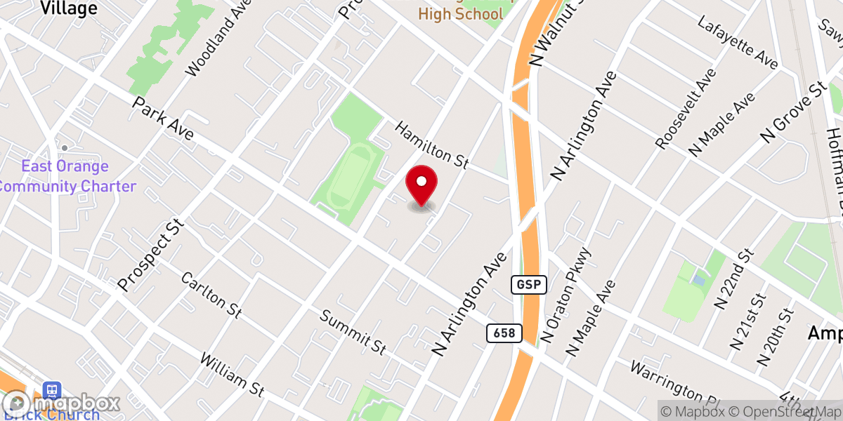 Map showing location of Park Avenue Christian Church