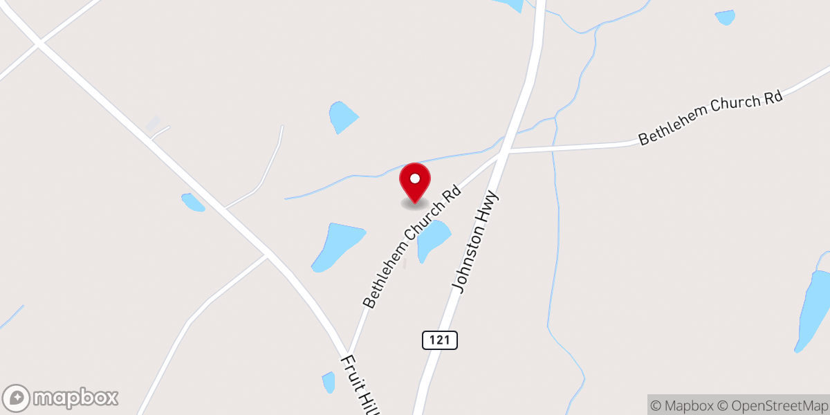 Map showing location of Bethlehem United Methodist Church