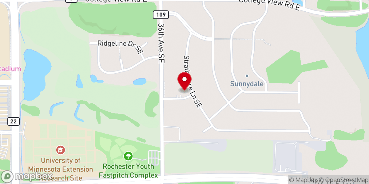 Map showing location of Rochester Pentecostal Church