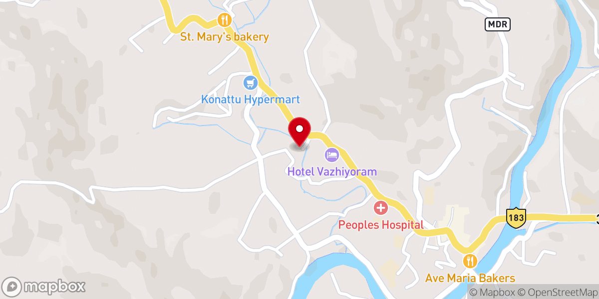 Map showing location of San Pio Capuchin Ashram