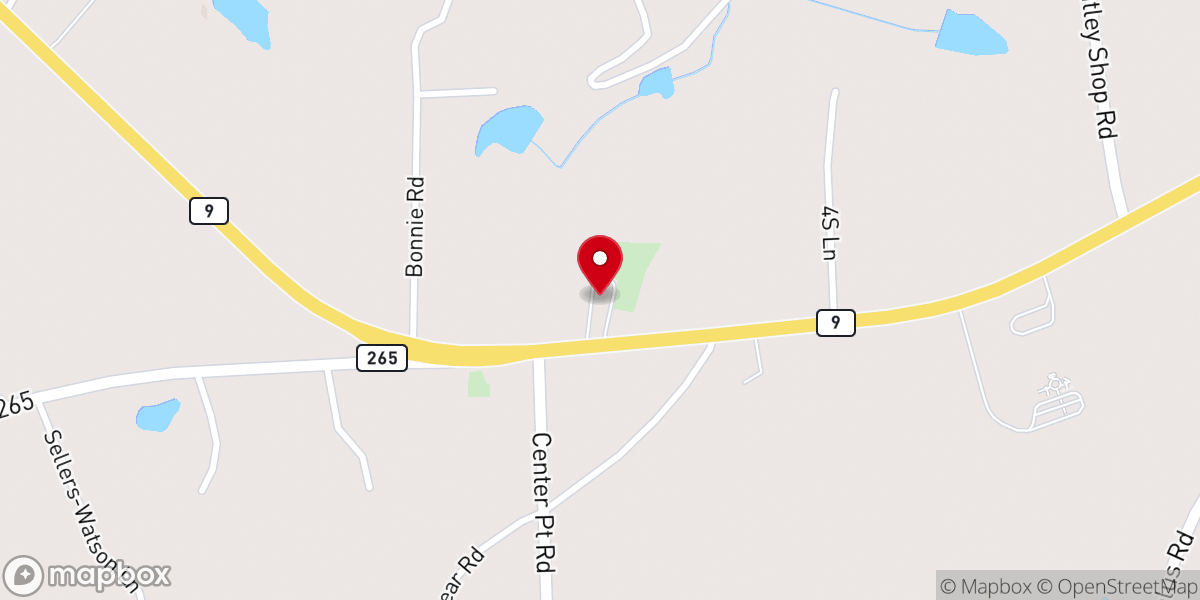 Map showing location of Hopewell Baptist Church