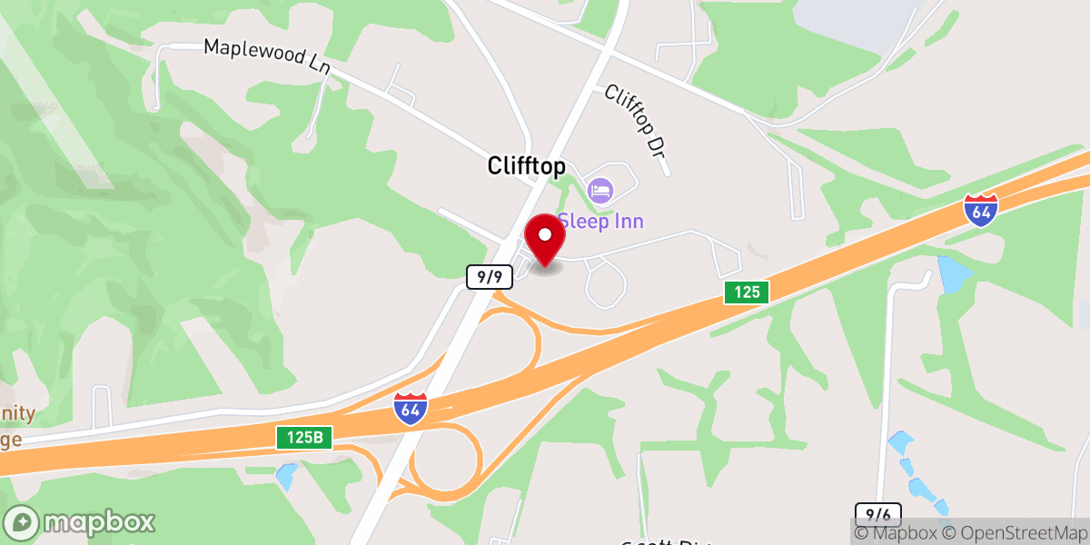 Map showing location of Clifftop Missionary Baptist Church