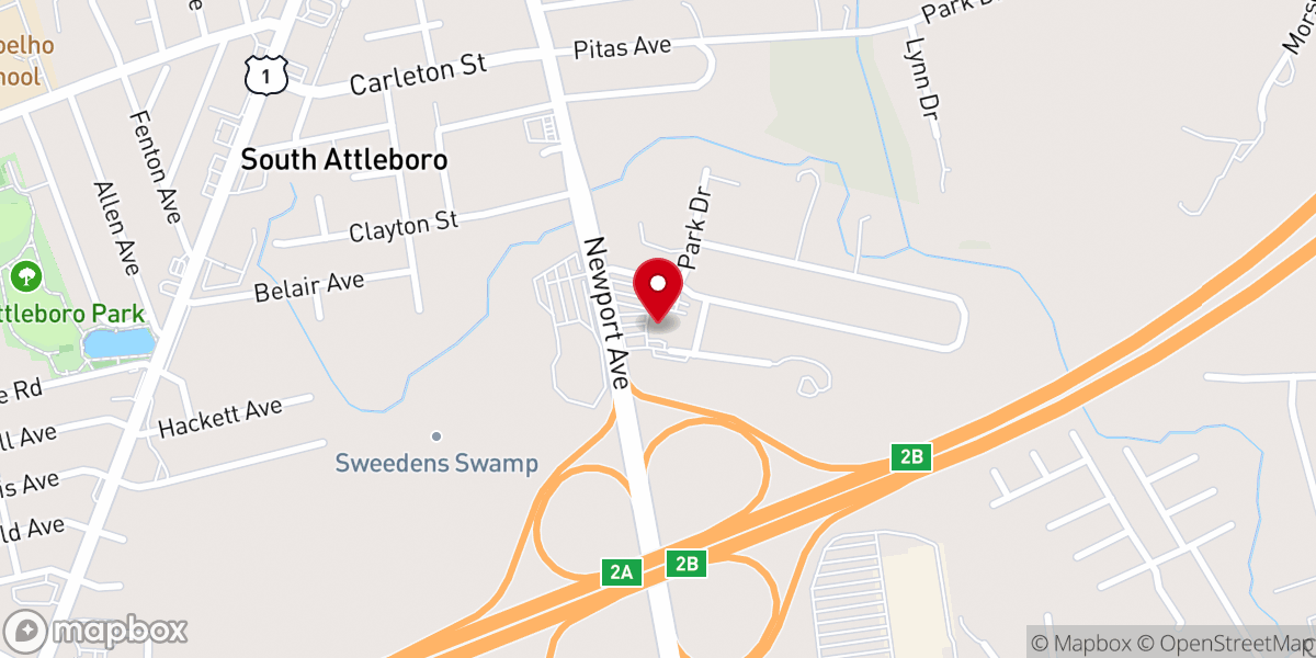 Map showing location of South Attleboro Assembly of God - Food Distribution Center