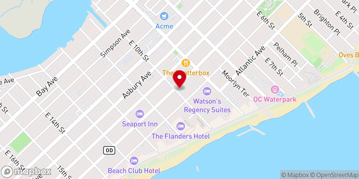 Map showing location of Ocean City Baptist Church