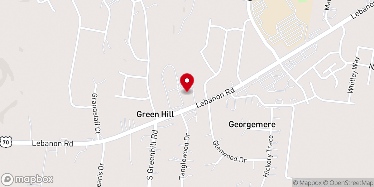 Map showing location of Green Hill Church