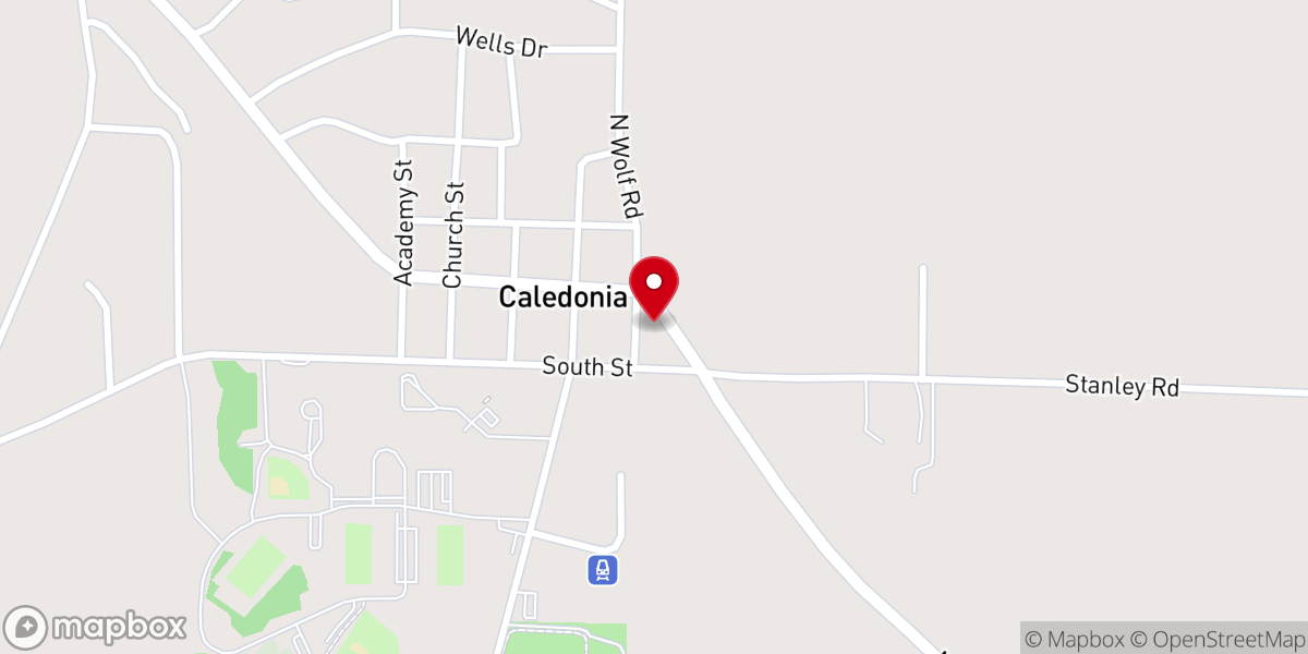 Map showing location of Church of Christ of Calendonia