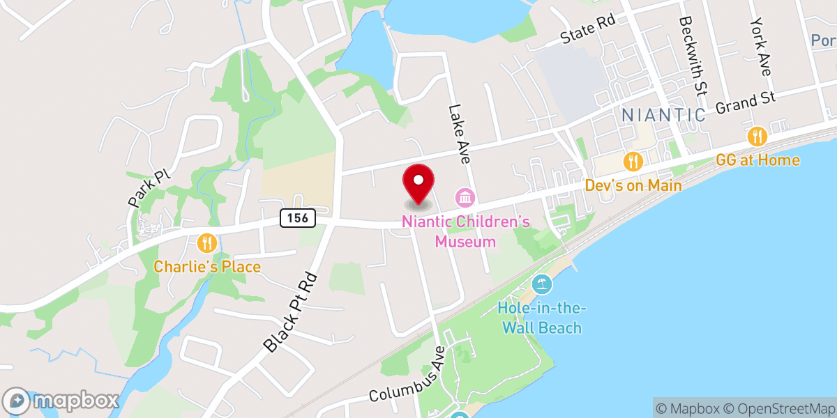 Map showing location of Niantic Baptist Church