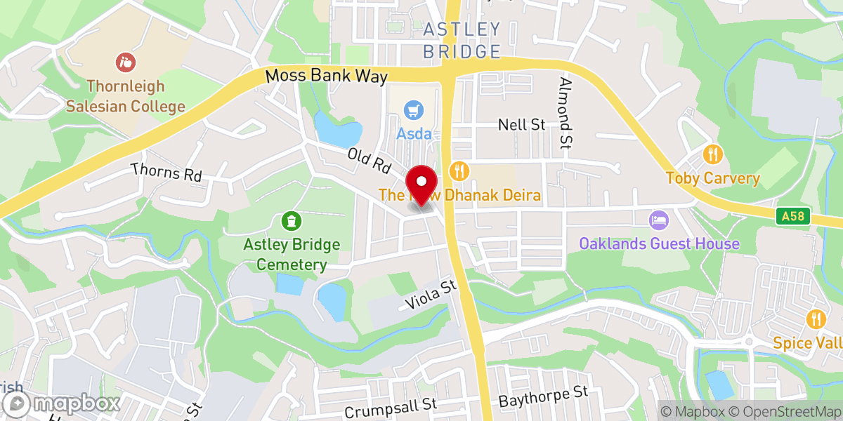Map showing location of Astley Bridge Baptist
