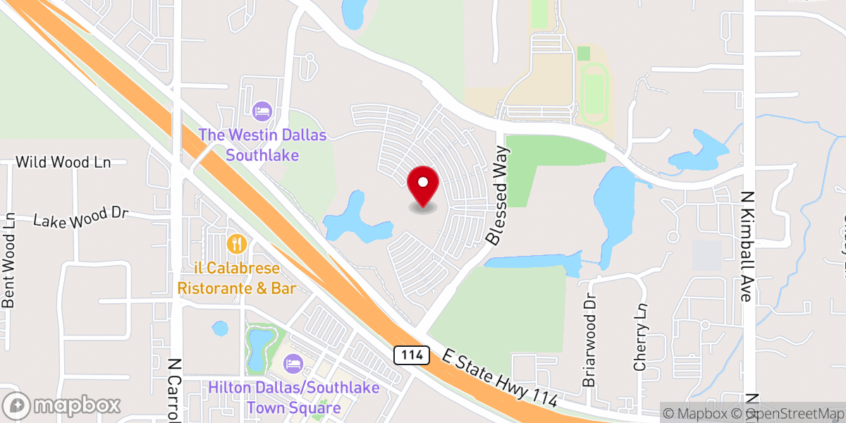 Map showing location of Gateway Church Southlake Campus