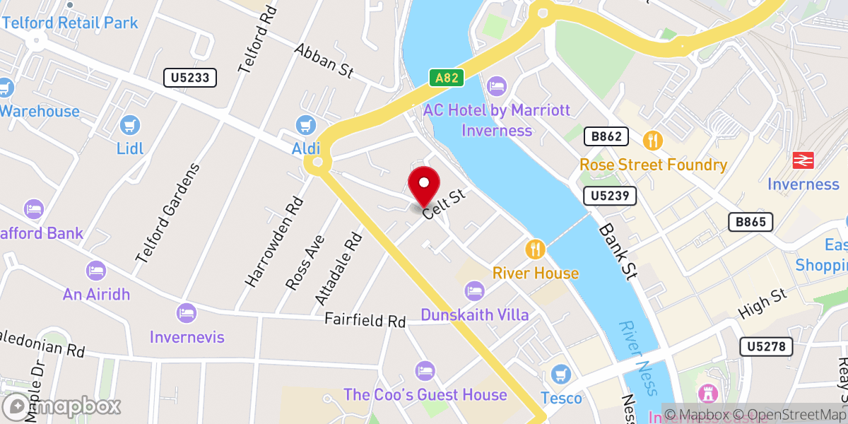 Map showing location of Celt Street Evangelical Church