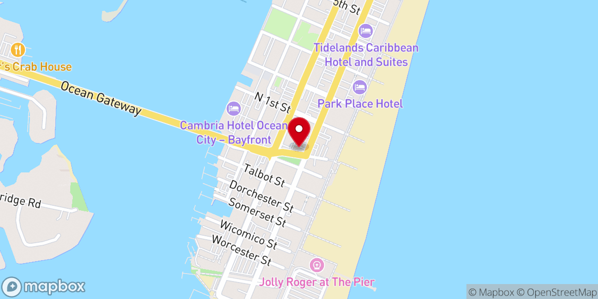 Map showing location of Ocean City Baptist Church