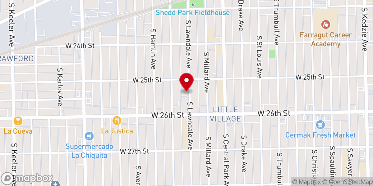 Map showing location of Lawndale Mennonite Church