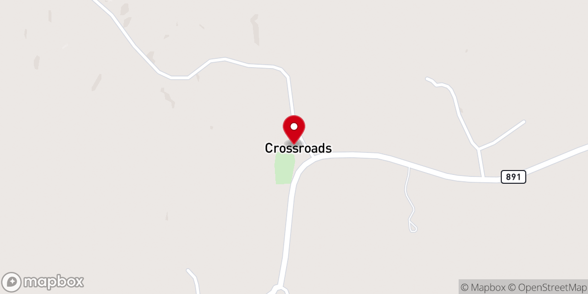 Map showing location of Crossroads Missionary Baptist Church