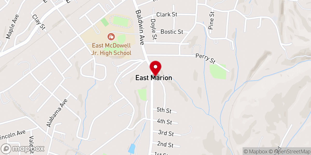 Map showing location of East Marion Baptist Church