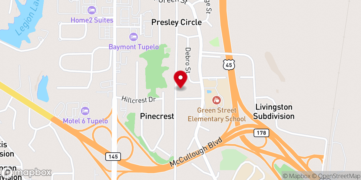 Map showing location of Rising Star Baptist Church