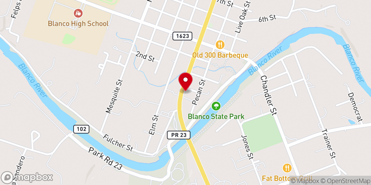 Map showing location of Blanco Methodist Church