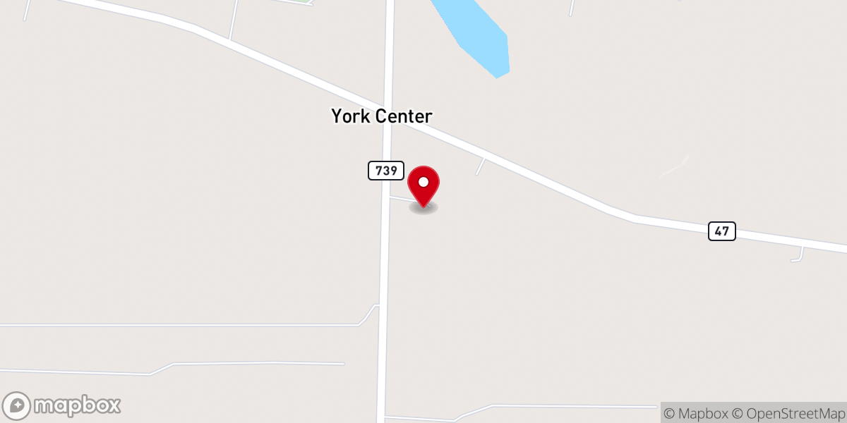 Map showing location of York Center United Methodist Church