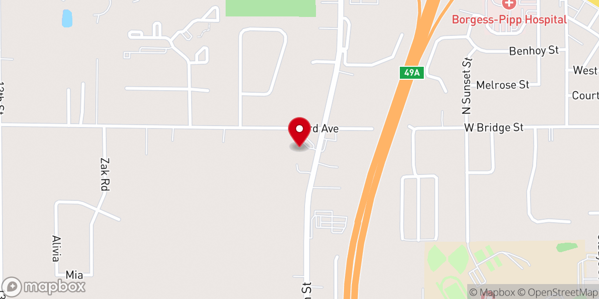 Map showing location of Hope Lutheran Church