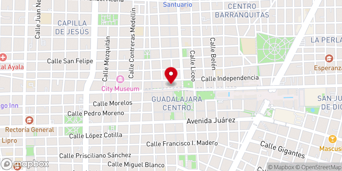 Map showing location of Templo de Nuestra Señora de la Merced