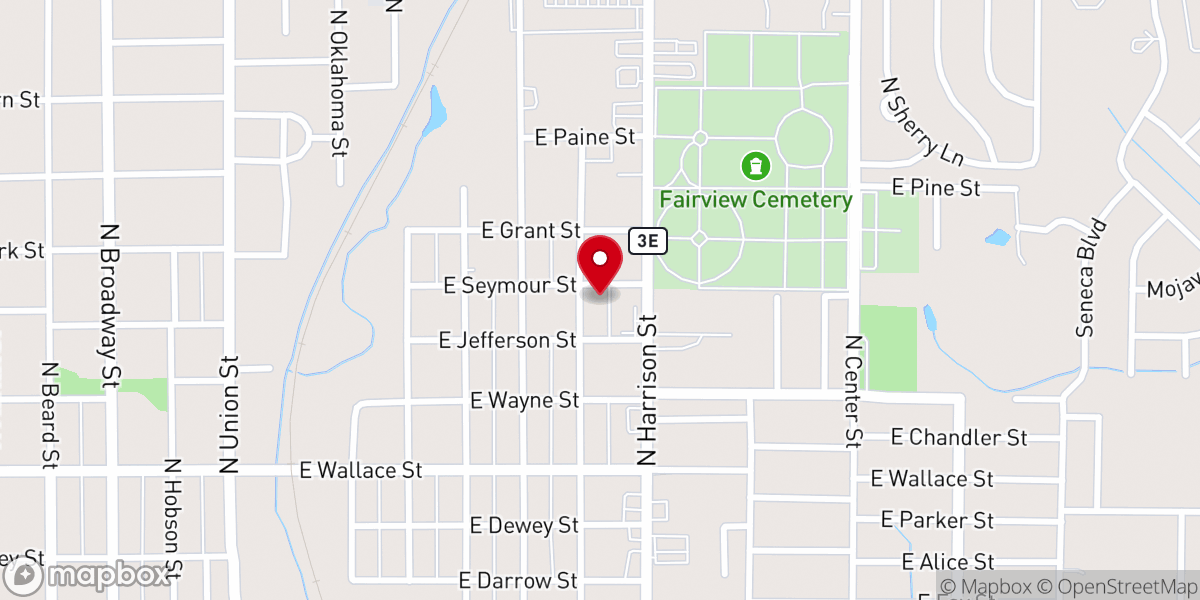 Map showing location of Trinity Baptist Church center