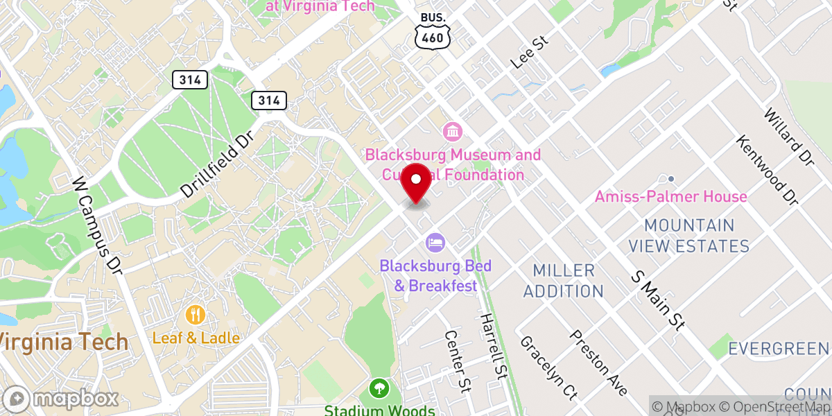 Map showing location of UKirk Presbyterian Campus Ministry