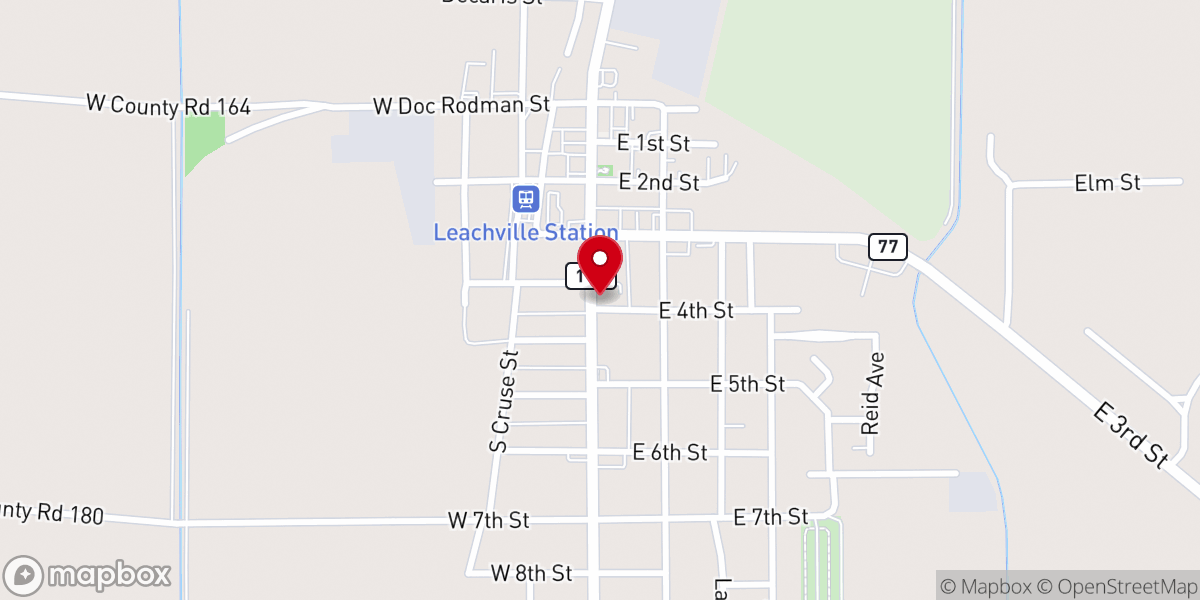 Map showing location of Leachville Church of God