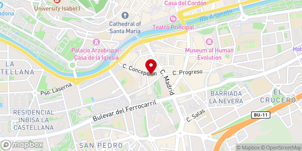 Map showing location of Iglesia de San Cosme y San Damián