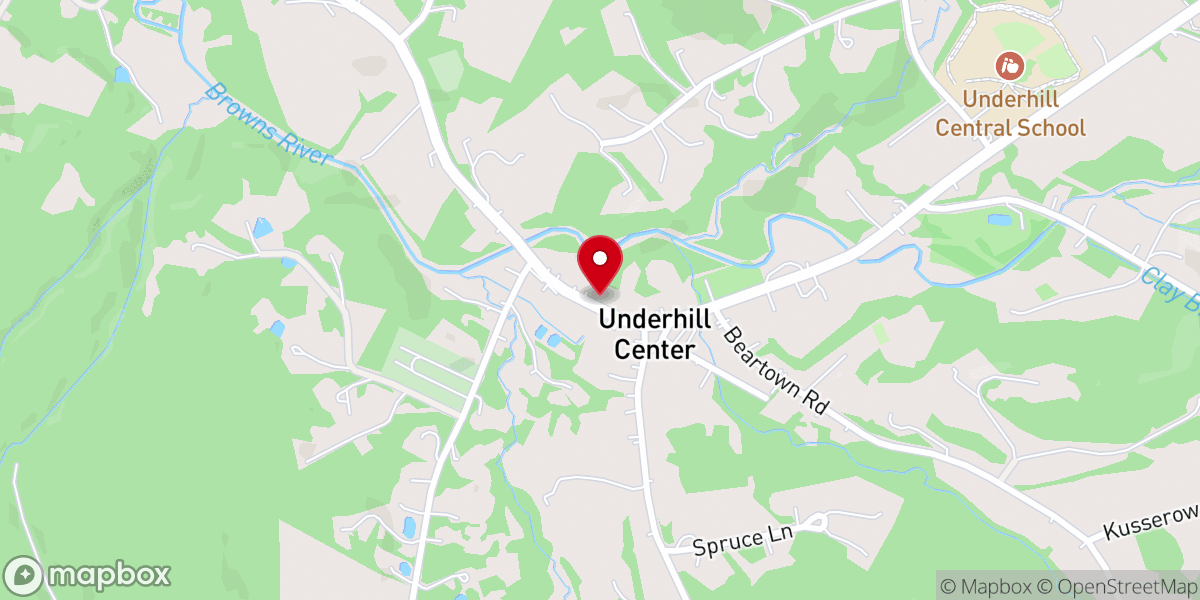 Map showing location of Underhill Center