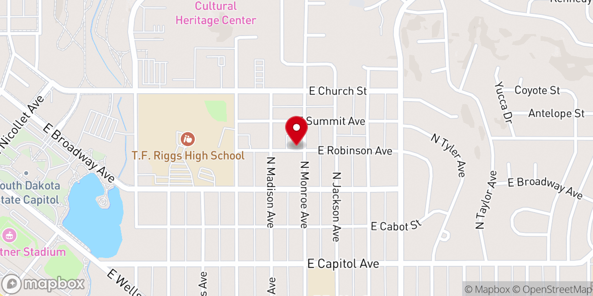 Map showing location of Pierre Seventh-Day Adventist Church