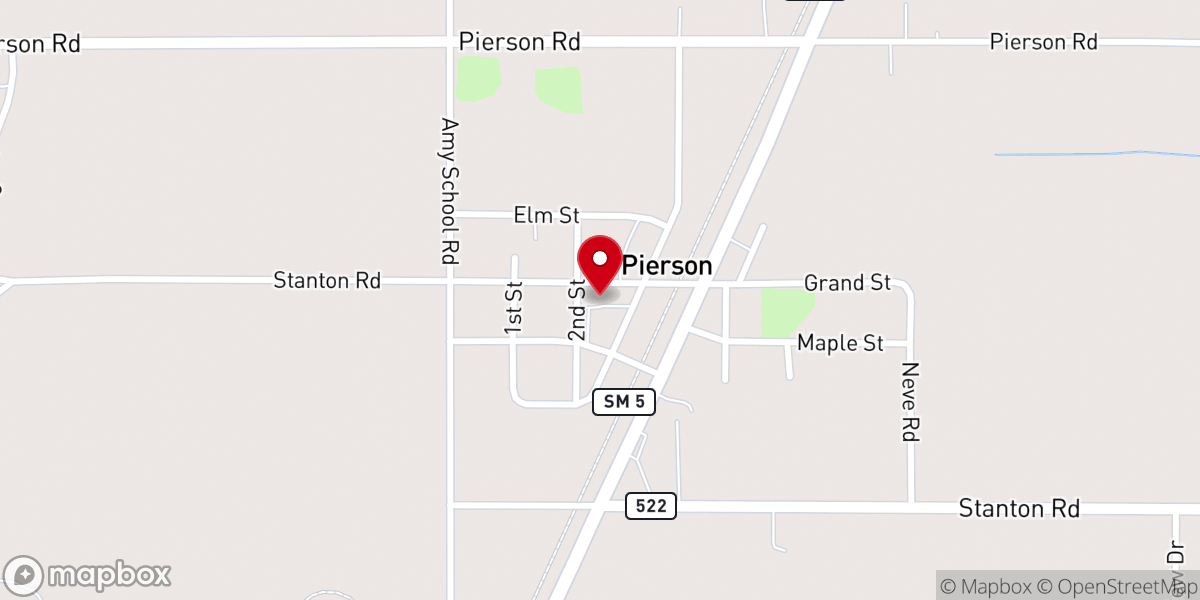 Map showing location of Pierson Bible Church