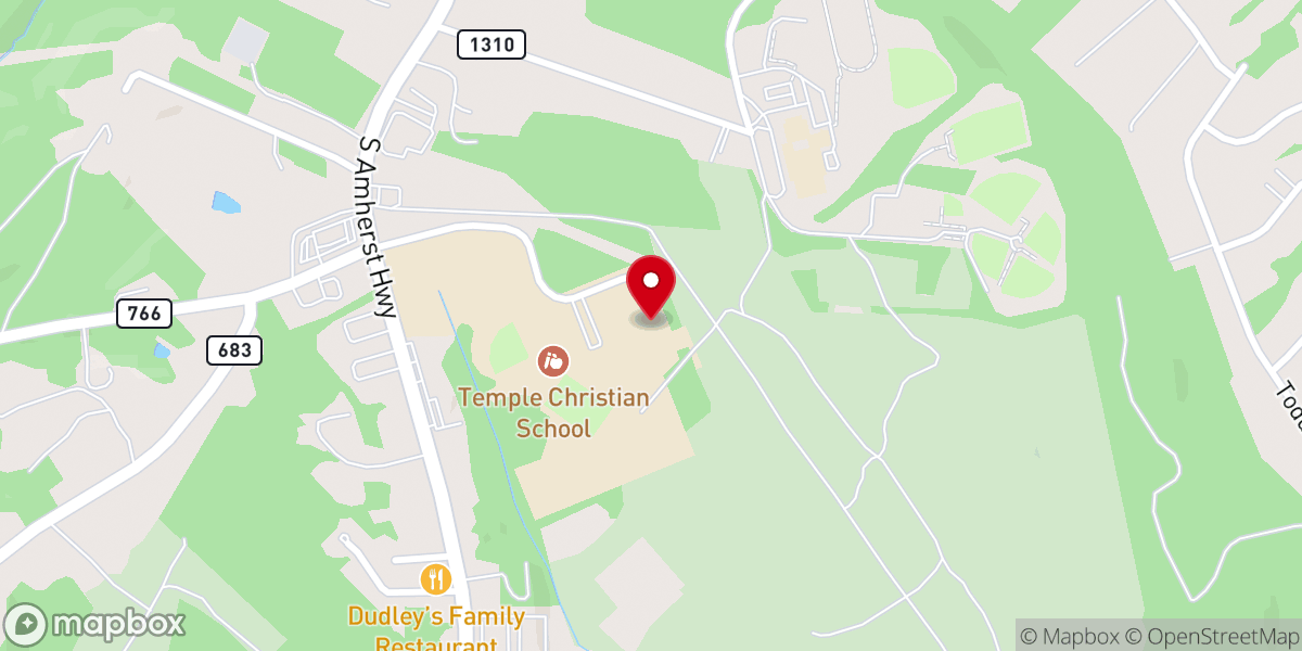 Map showing location of Temple Baptist Church
