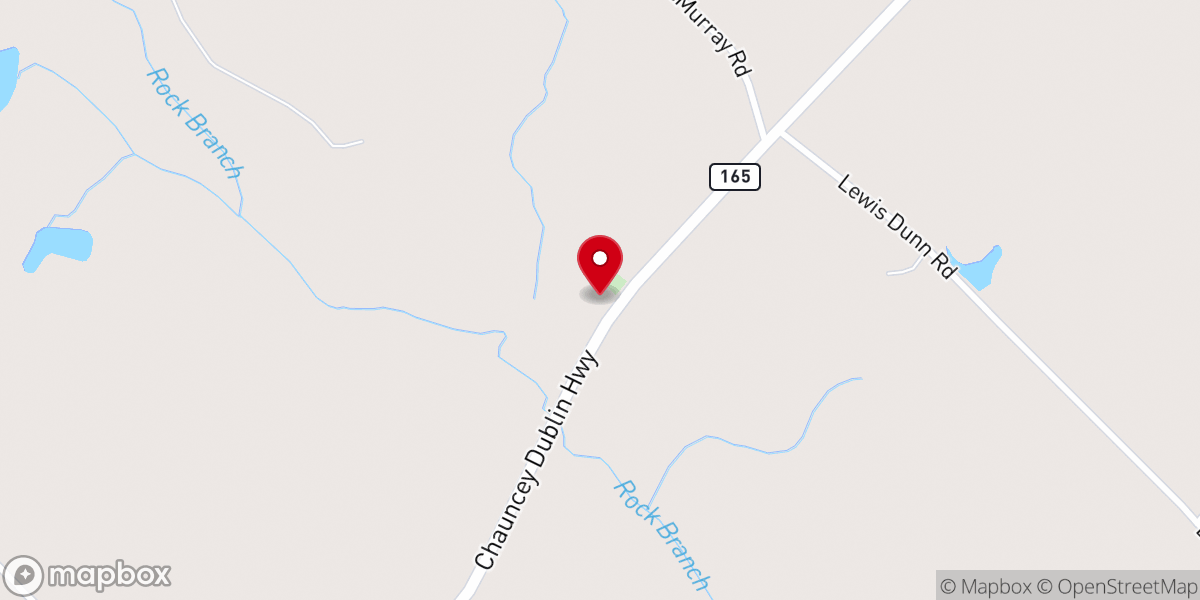 Map showing location of Rock Branch Baptist Church