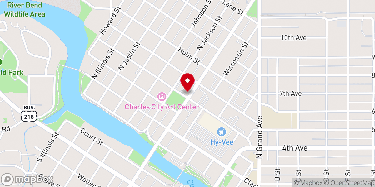 Map showing location of Charles City Chamber of Commerce