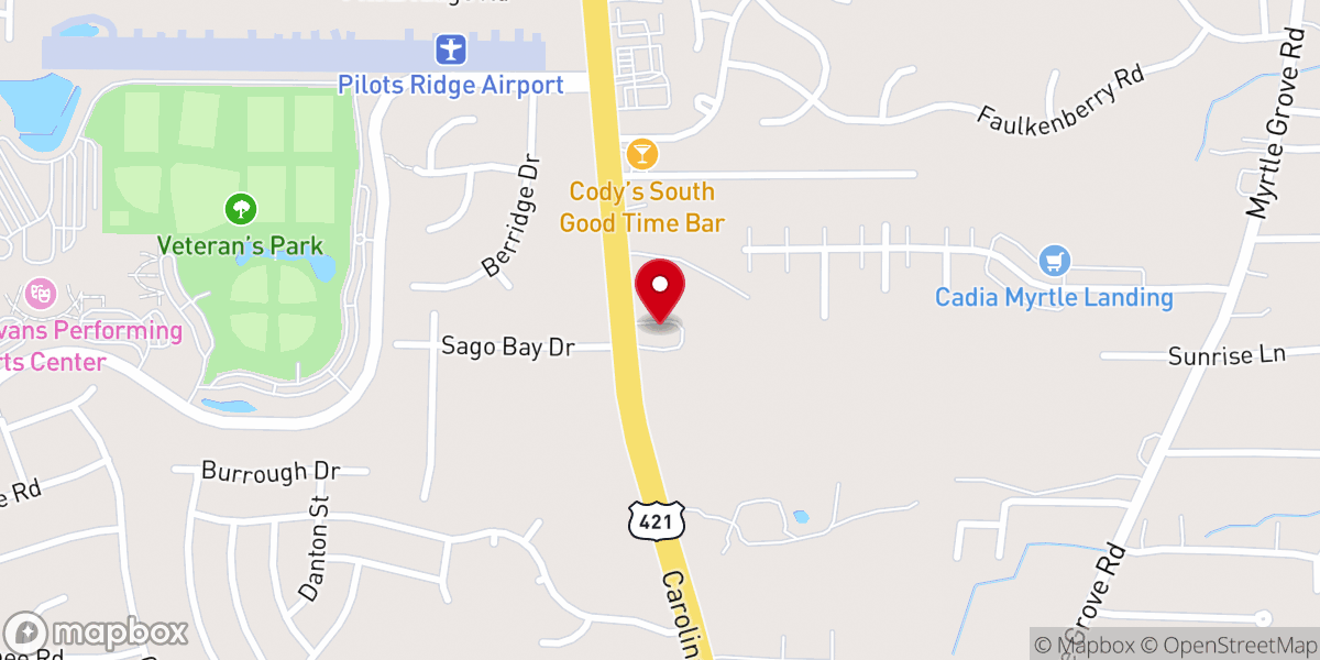 Map showing location of Whispering Pines Baptist Church