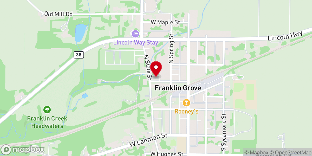 Map showing location of Franklin Grove United Methodist Church