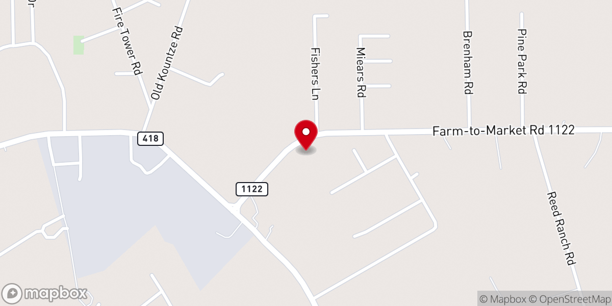 Map showing location of Pinecrest Baptist Church