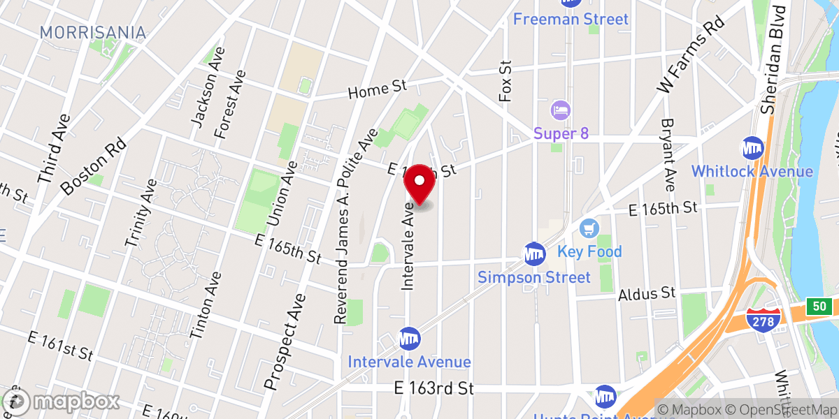Map showing location of Intervale Spanish Seventh Day Adventist Church