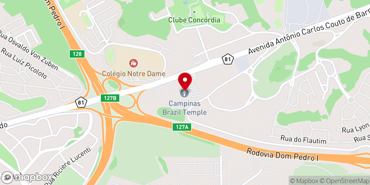 Map showing location of Templo de Campinas Brasil