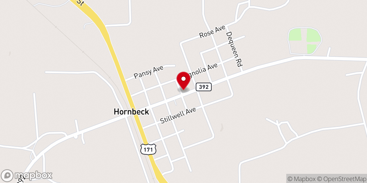 Map showing location of Hornbeck United Methodist Church