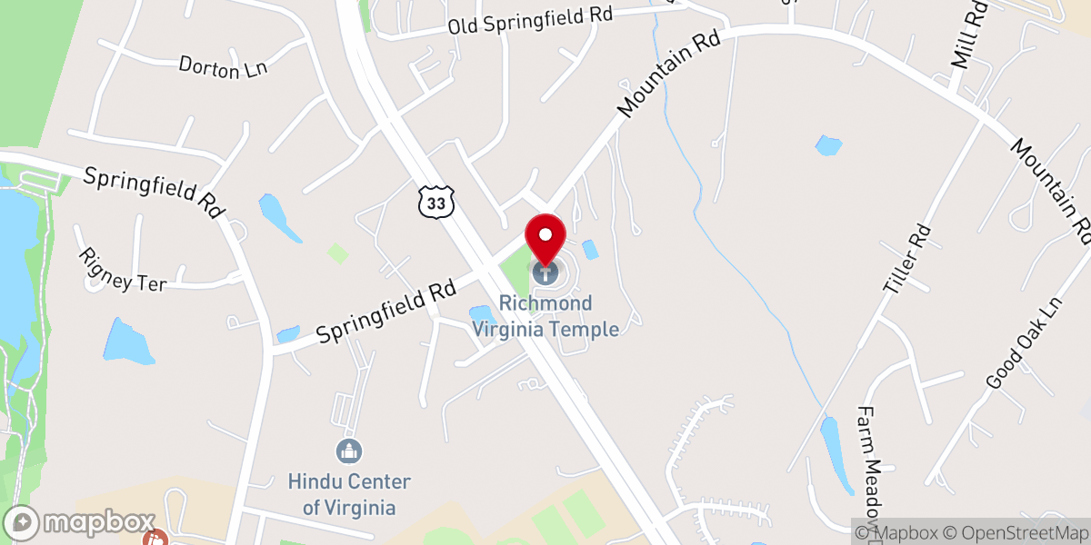 Map showing location of Richmond Virginia Temple