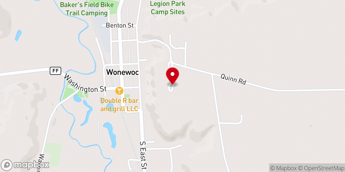 Map showing location of Wonewoc Spiritualist Camp