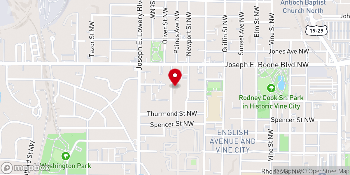 Map showing location of Sims Avenue Baptist Church