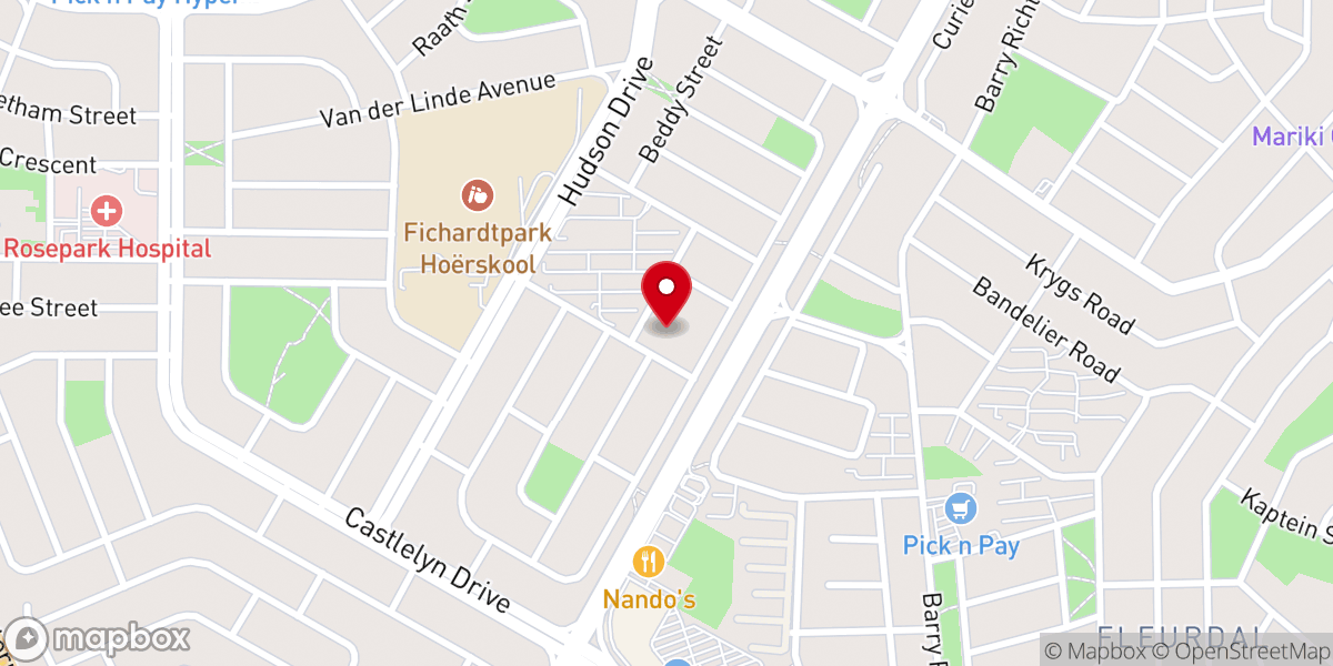 Map showing location of Doxa Deo Bloemfontein South