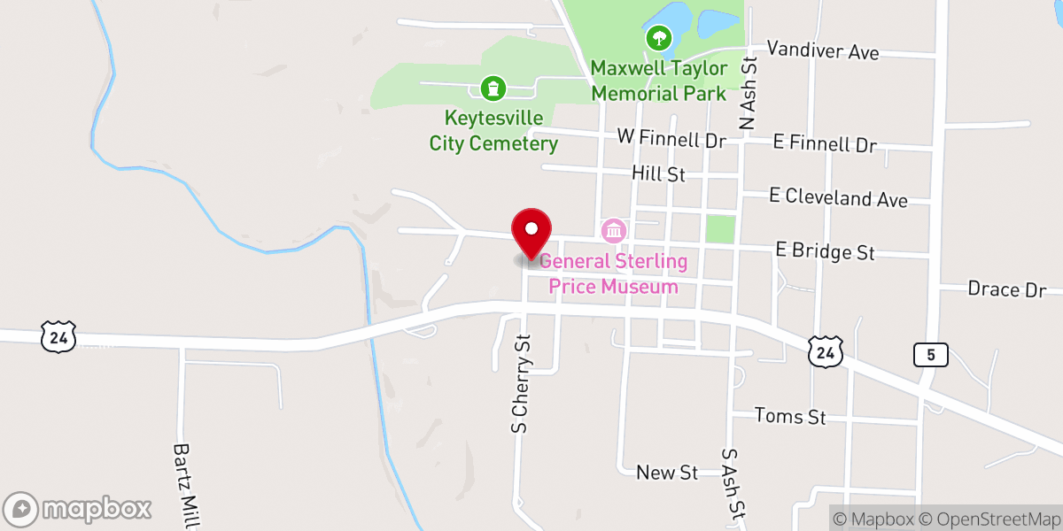 Map showing location of Keytesville Second Baptist Church