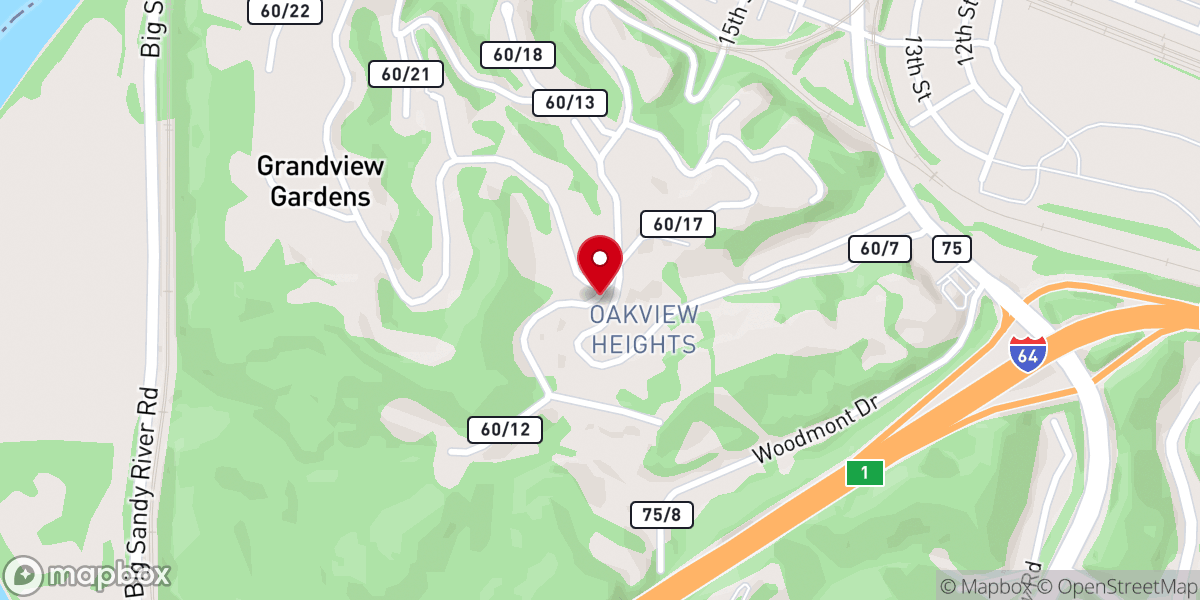 Map showing location of Oakview Baptist Church
