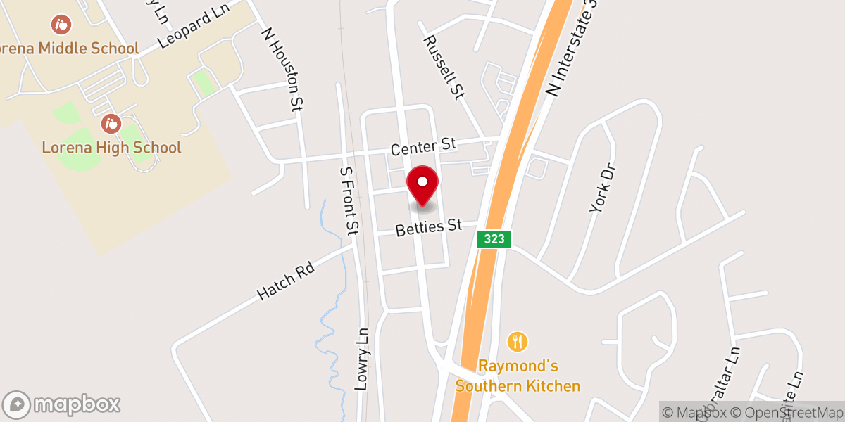 Map showing location of Lorena Methodist Church